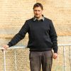 AGWOOL 012 - CHARCOAL COLOUR - 100% LAMBSWOOL - CREW NECK JERSEY - TOPSTITCHED SEAMS - Image 5